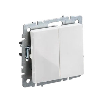 Изображение товара Двухклавишный выключатель IEK Brite встраиваемый белый IP20