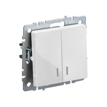 Изображение товара Двухклавишный выключатель с подсветкой Brite от IEK встраиваемый белый