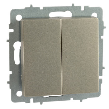 Изображение товара Механизм выключателя двухклавишный IEK Brite шампань