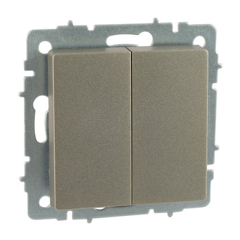 Изображение товара Механизм переключателя проходного двухклавишный IEK Brite шампань IP20