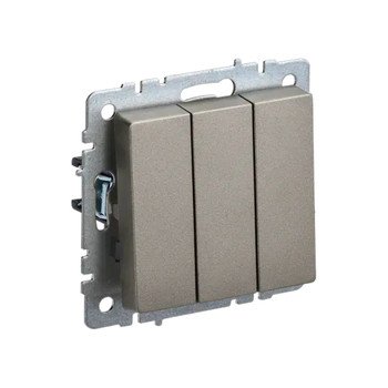 Изображение товара Механизм выключателя трехклавишный Brite шампань IP20 IEK