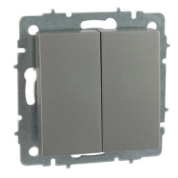 Изображение товара Проходной двухклавишный переключатель Brite IEK для встраиваемого монтажа