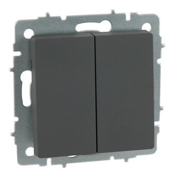 Изображение товара Проходной двухклавишный переключатель Brite IEK IP20 графит