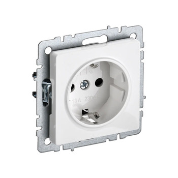 Изображение товара Механизм розетки с заземлением IEK Brite 1-местный белый IP20 для внутреннего монтажа