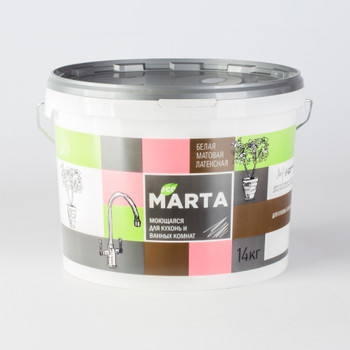 Краска для кухонь и ванных комнат MARTA ECO база А 14 кг