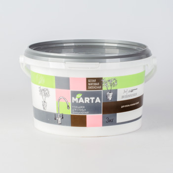 Краска для кухонь и ванных комнат MARTA ECO белая 3 кг