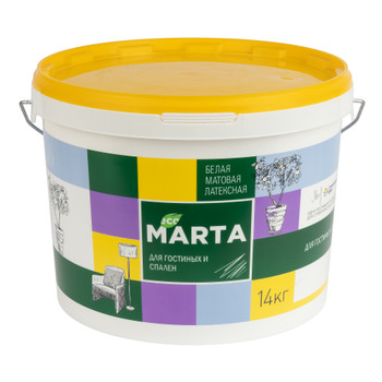 Краска для гостиных и спален MARTA ECO белая белая база А 14 кг