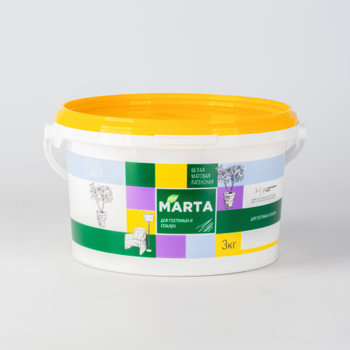 Краска для гостиных и спален MARTA ECO белая база А 3 кг