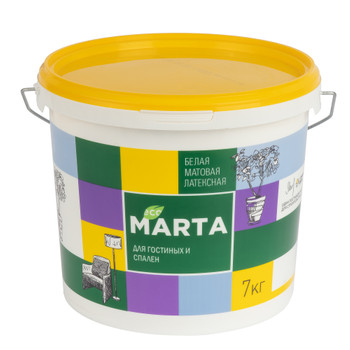 Краска для гостиных и спален MARTA ECO белая база А 7 кг