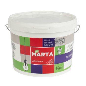 Краска для потолков MARTA ECO белая база А 14 кг