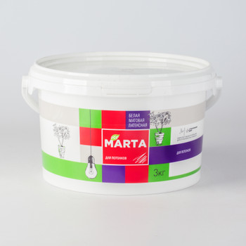 Краска для потолков MARTA ECO белая база А 3 кг