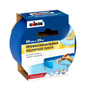 Лента малярная Unibob 50 мм х 25 м синяя