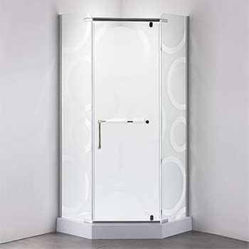 Душевой уголок Comforty полукруг низкий поддон 90х90см стекло матовое 6мм профиль чёрный