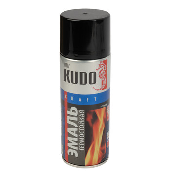Эмаль аэрозольная термостойкая Kudo черная (до+800°С) матовая 0,52л