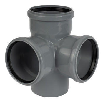 Изображение товара Крестовина канализационная RTP двухплоскостная 110х110х110 мм 87,5° для внутренней канализации