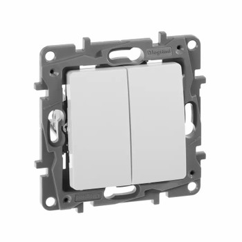 Механизм переключателя проходного двухклавишный Etika белый IP20 Legrand