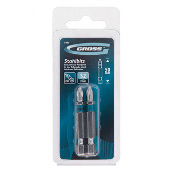 Изображение товара Биты Gross PH1х50 мм 2 шт магнитный наконечник односторонняя