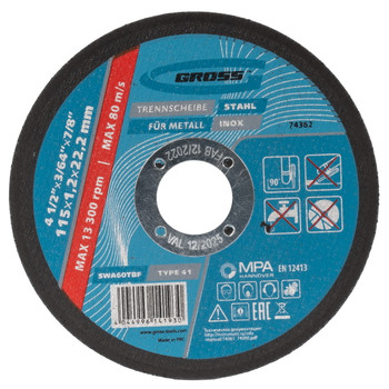 Изображение товара Круг отрезной по металлу Gross 115х1,2х22,2 для резки металла
