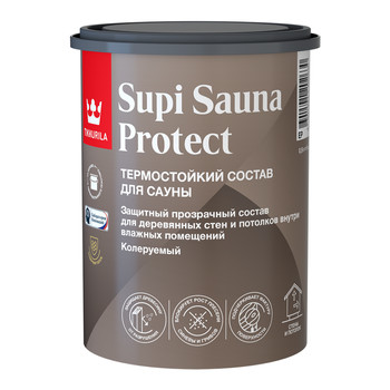 Состав защитный SUPI SAUNA для стен и потолков во влажных помещениях полуматовый 0,9л
