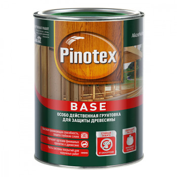 Изображение товара Грунт для дерева Pinotex Base 0,9 л – антисептический грунт для фасадных и интерьерных работ
