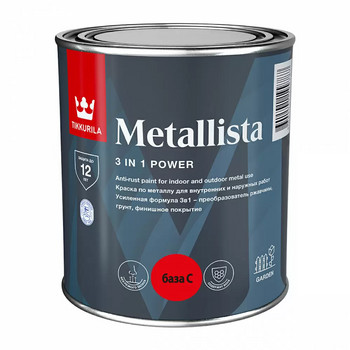 Краска по ржавчине 3 в 1 Tikkurila Metallista база С глянцевая 0,8 л