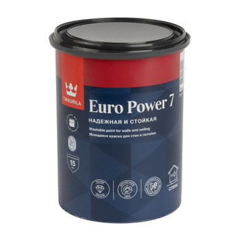 Краска для стен и потолков Tikkurila Euro Power 7 матовая база А 0,9 л