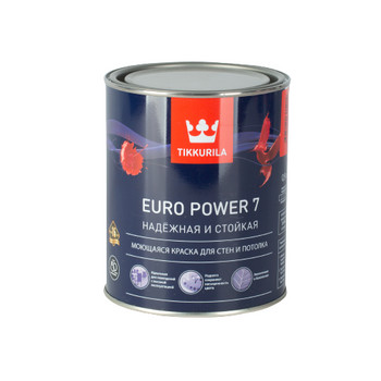Краска для стен и потолков Tikkurila Euro Power 7 белая база А 0,9 л