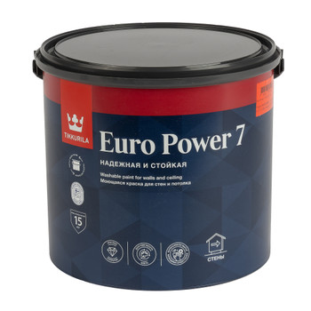 Краска для стен и потолков Tikkurila Euro Power 7 бесцветная база С 2,7 л