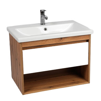 Изображение товара Подвесная тумба с раковиной Viant Бостон 60  коричневый белый дизайн