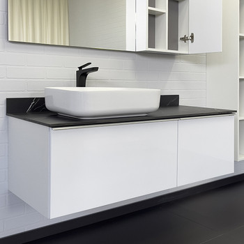 Тумба подвесная Comforty Милан 120 с раковиной Comforty T Y9378 белая с графитовой столешницей