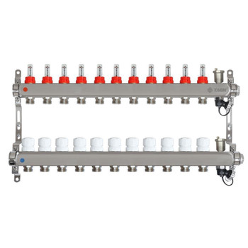 Коллекторная группа Taen 1" евроконус 3/4" на 11 выходов с расходомерами