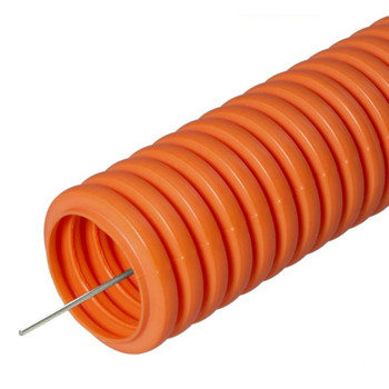 Труба гофрированная ПНД оранжевая 20 мм с протяжкой, 25 м