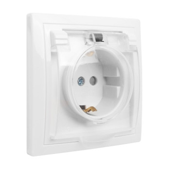 Изображение товара Розетка IEK Кварта 1-G с заземлением, прозрачная крышка, IP44