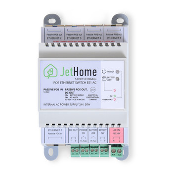 Коммутатор на DIN-рейку с passive POE out. JetHome ES1 Ethernet 10/100 Мбит/с, 5 портов