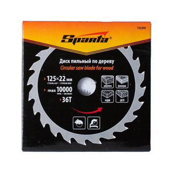 Изображение товара Диск пильный по дереву Sparta 125х22 с 36 зубьями