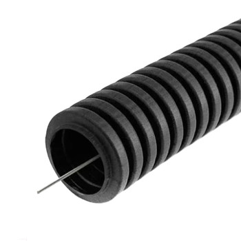 Труба гофрированная ПВХ черная 20 мм с протяжкой, 100 м