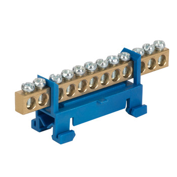 Изображение товара Шина нулевая 12 отверстий из латуни для DIN-рейки 84 мм Изображение товара Шина нулевая 12 отверстий из латуни для DIN-рейки 84 мм