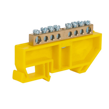 Изображение товара Шина нулевая 8 отверстий изолятор на DIN-рейку желтая 6х9 мм EKF Изображение товара Шина нулевая 8 отверстий изолятор на DIN-рейку желтая 6х9 мм EKF