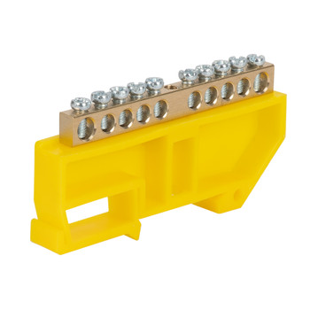Изображение товара ШАНА нулевая изолятор на DIN-рейку 10 отверстий латунь желтый 6x9 мм