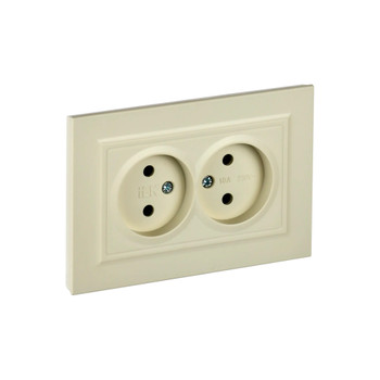 Изображение товара Розетка двухместная без заземления IEK Brite внутренняя монтаж, бежевый IP20