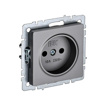 Механизм розетки без заземления Brite сталь IP20 IEK