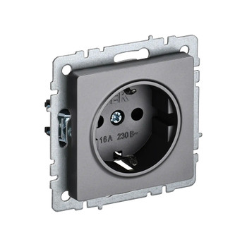 Механизм розетки с заземлением Brite сталь IP20 IEK