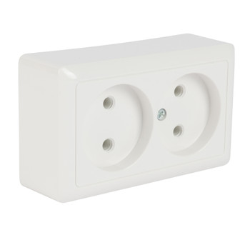 Изображение товара Двухместная накладная розетка без заземления Wessen Хит IP20 белая