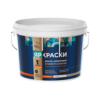 Изображение товара Эмаль акриловая Яркраски шелковисто-матовая 2,7кг для стен и мебели
