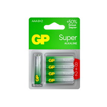 Батарейка алкалиновая GP Super Alkaline 24А ААA 10 шт на блистере