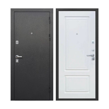 Дверь входная металлическая Ferroni Толстяк букле черный/белый ясень 860 мм правая