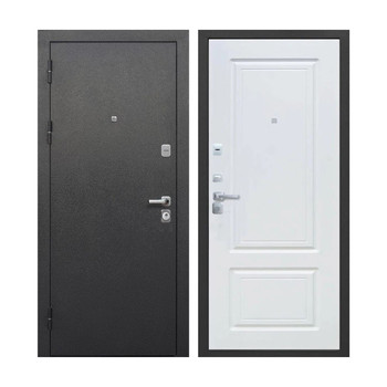 Дверь входная металлическая Ferroni Толстяк букле черный/белый ясень 960 мм левая