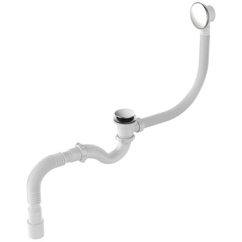 Сифон для ванны  Aquant 1 1/2"х40 клик-клак перелив автомат хром гибкая труба 40х40/50