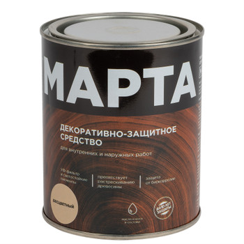 Декоративно-защитное средство для дерева с маслом и воском Марта бесцветное полуглянцевое 0,75л