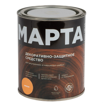 Декоративно-защитное средство для дерева с маслом и воском Марта орегон полуглянцевое 0,75л